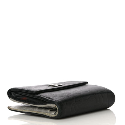 Chanel Lambskin Embossed Camellia French Wallet Black 4 of 21