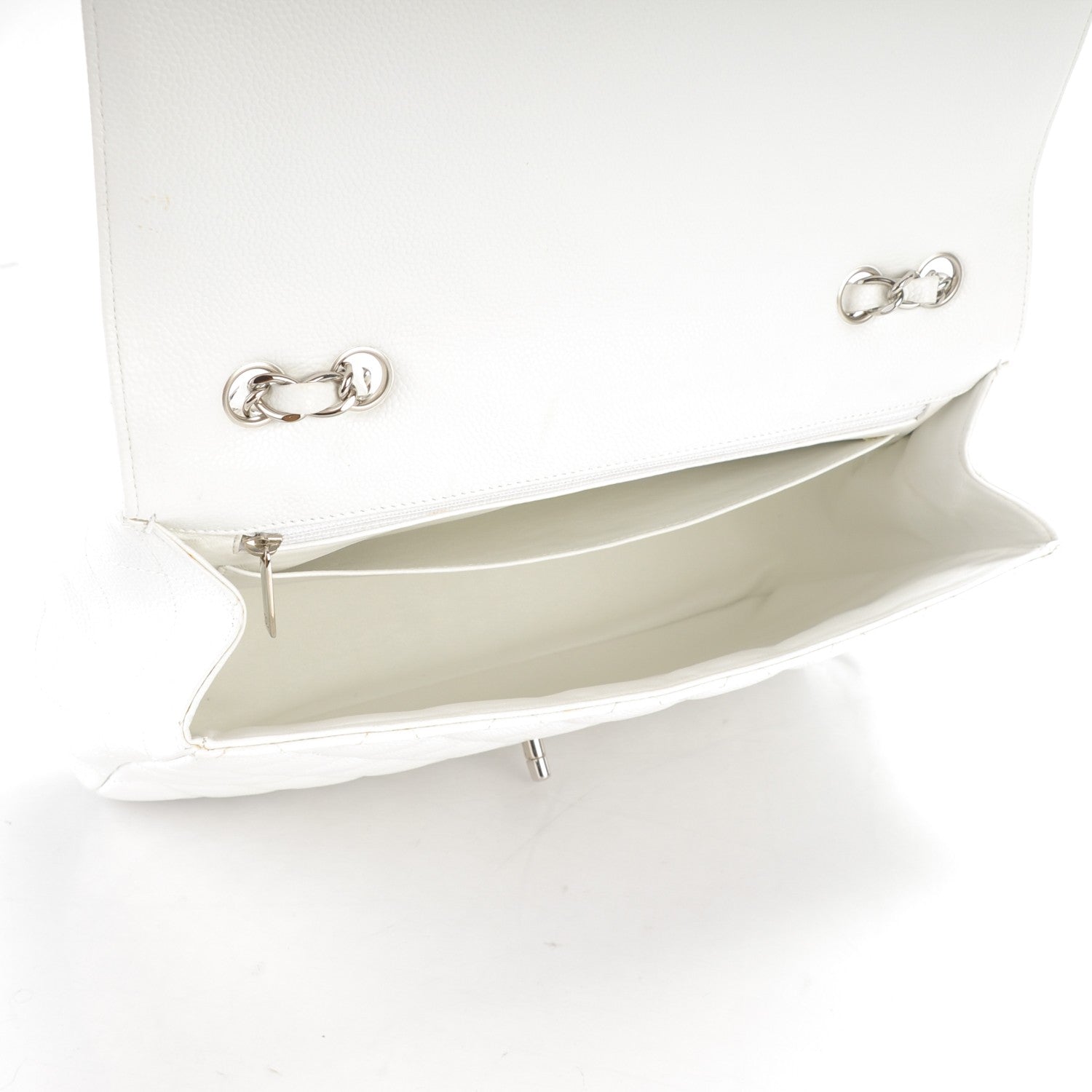 Chanel Caviar Quilted Jumbo Single Flap White 5 of 7