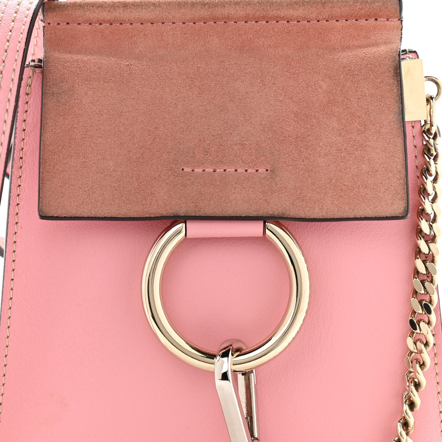 Suede Calfskin Mini Faye Bracelet Bag Washed Pink