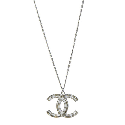 Chanel Baguette Crystal CC Necklace Silver 1 of 7