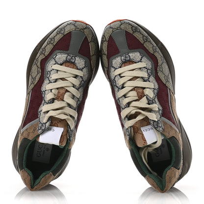 Gucci GG Supreme Monogram Mix Monogram Womens Rhyton Sneakers 40.5 Bordeaux Beige Ebony 2 of 9