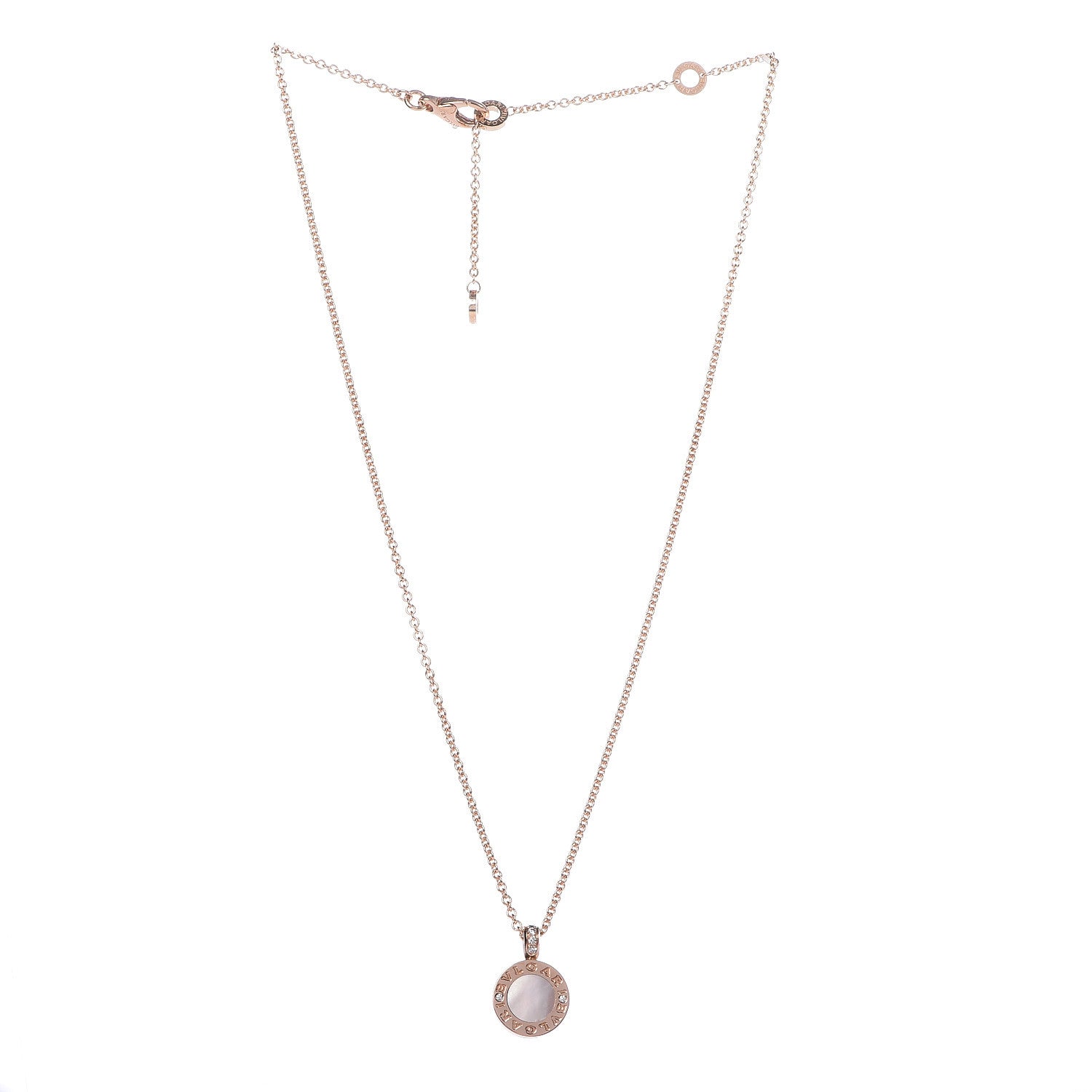 Bulgari 18K Rose Gold Diamond Mother of Pearl Carnelian BVLGARI BVLGARI Pendant Necklace 3 of 7