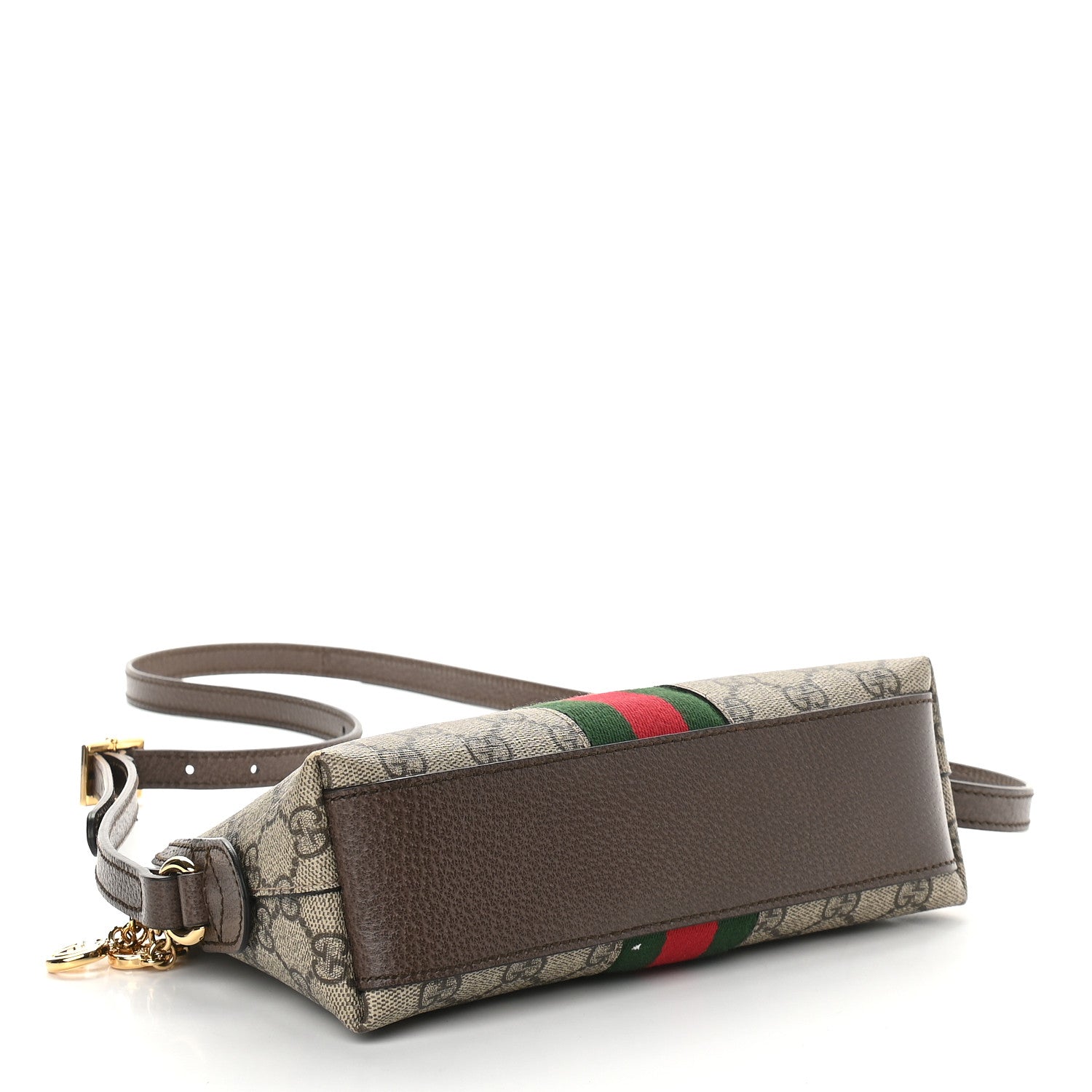 Gucci GG Supreme Monogram Textured Dollar Calfskin Web Small Ophidia Dome Shoulder Bag Beige Ebony New Acero 4 of 9