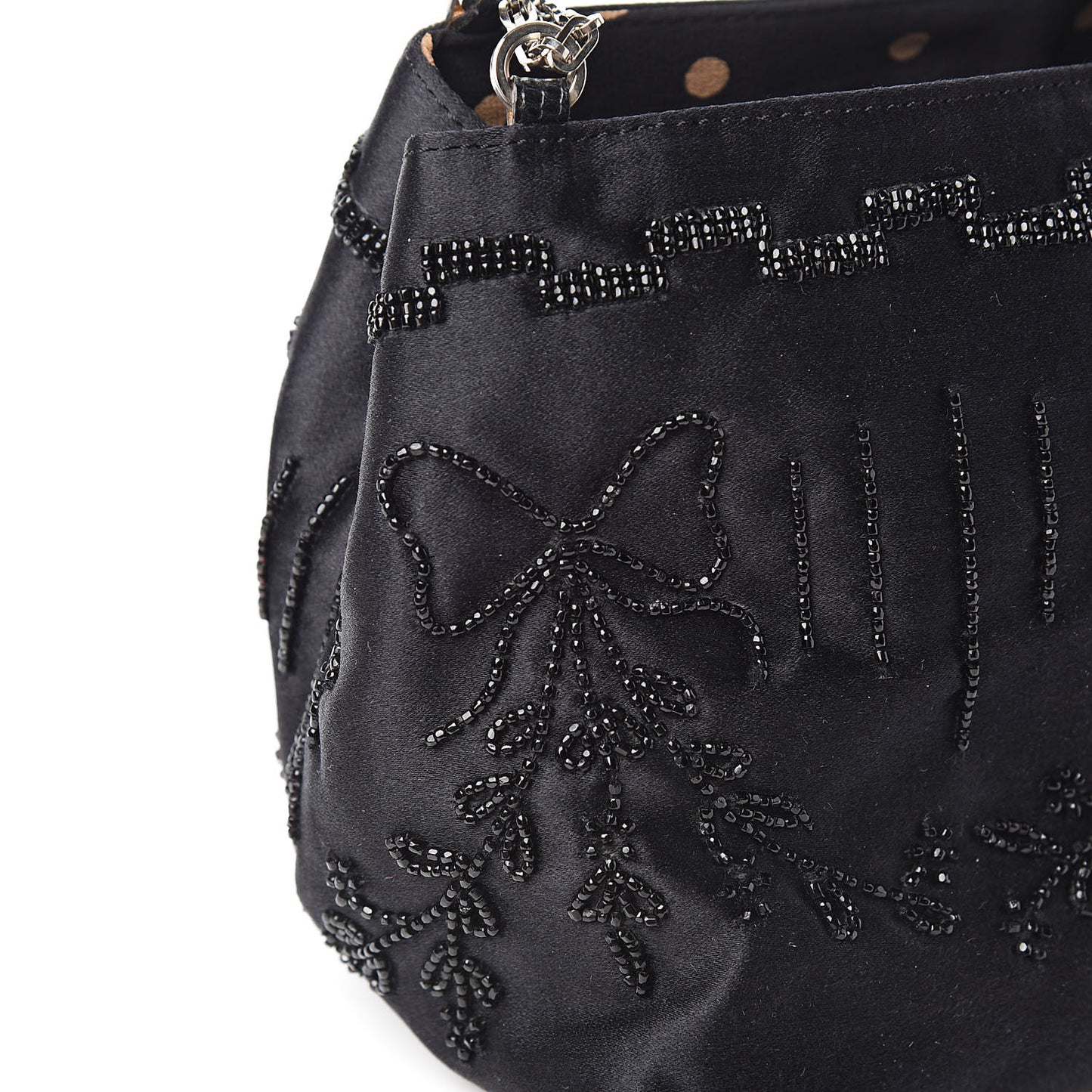 Satin Sequin Embellished Micro Shopping Bag Black