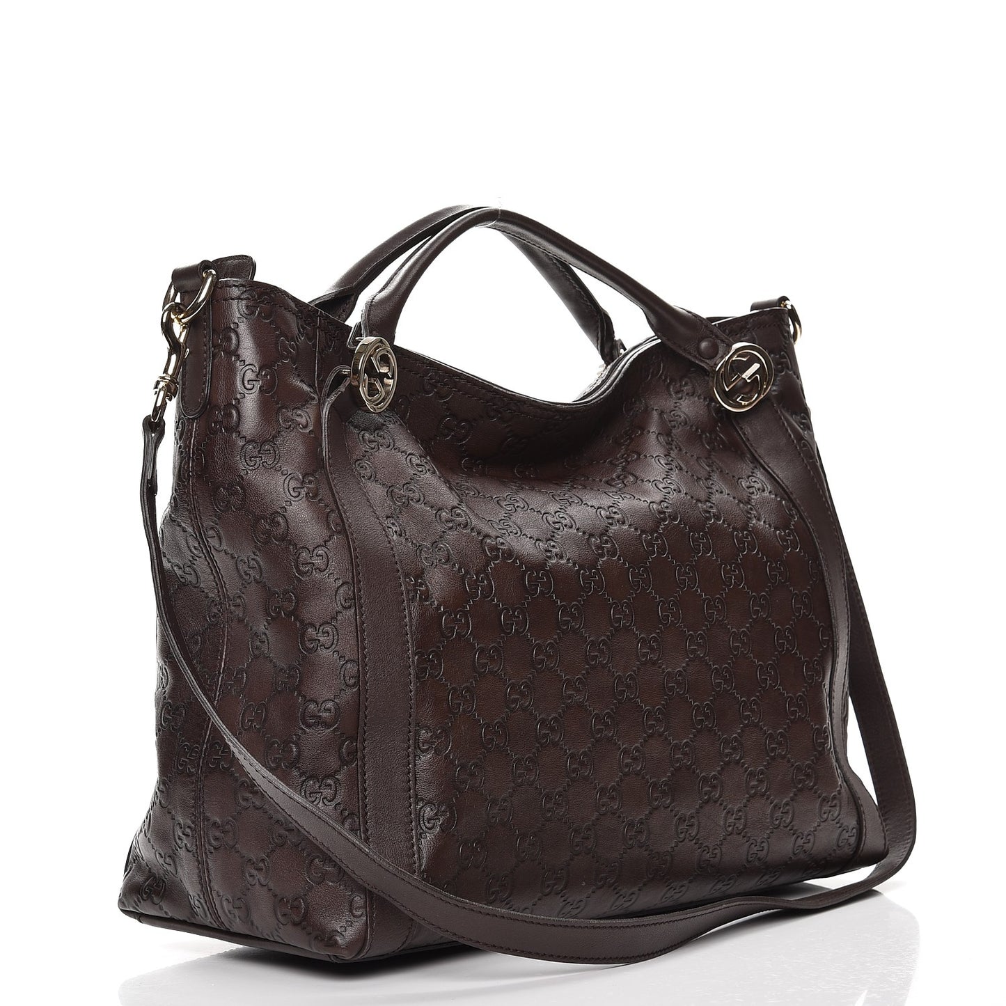 Guccissima Medium Miss GG Top Handle Bag Dark Brown