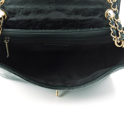 Chanel CHANE Glazed Calfskin Chevron Quilted Large Hampton Flap Dark Green 5 of 11