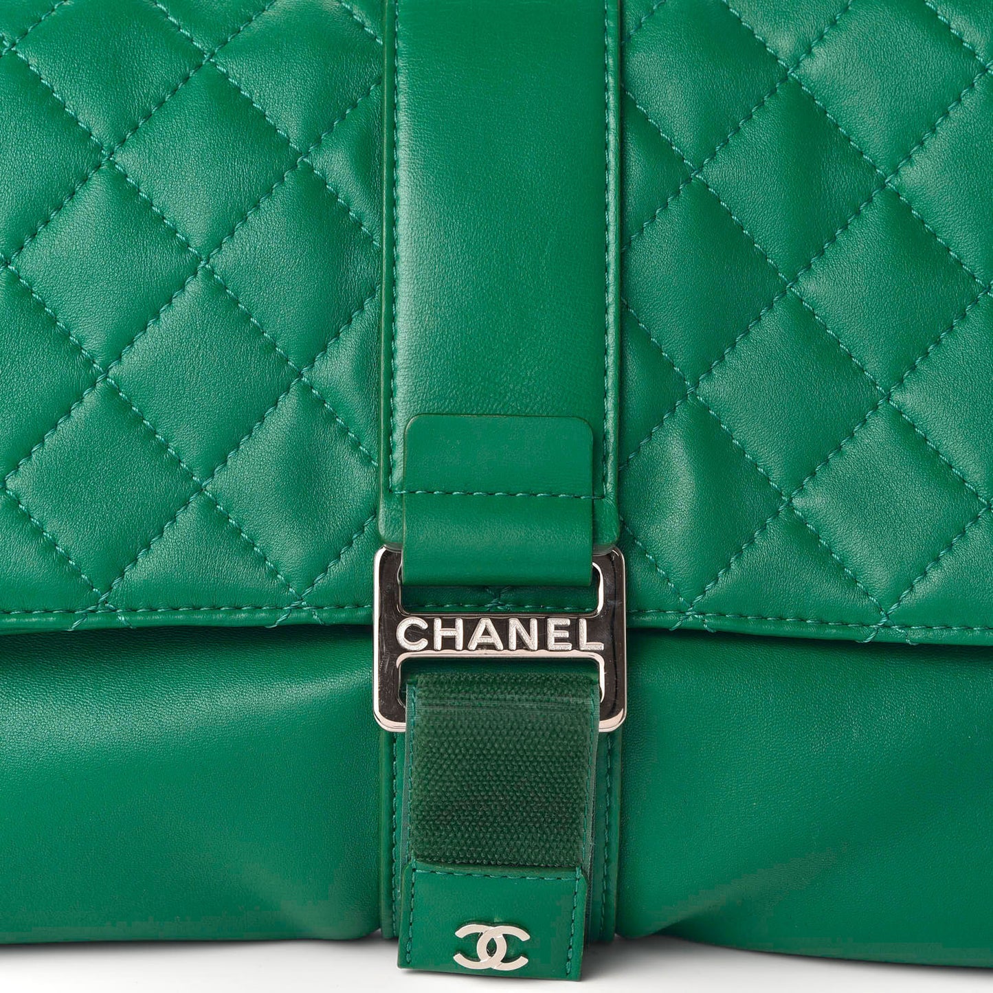 Lambskin Quilted Grip Clutch Green
