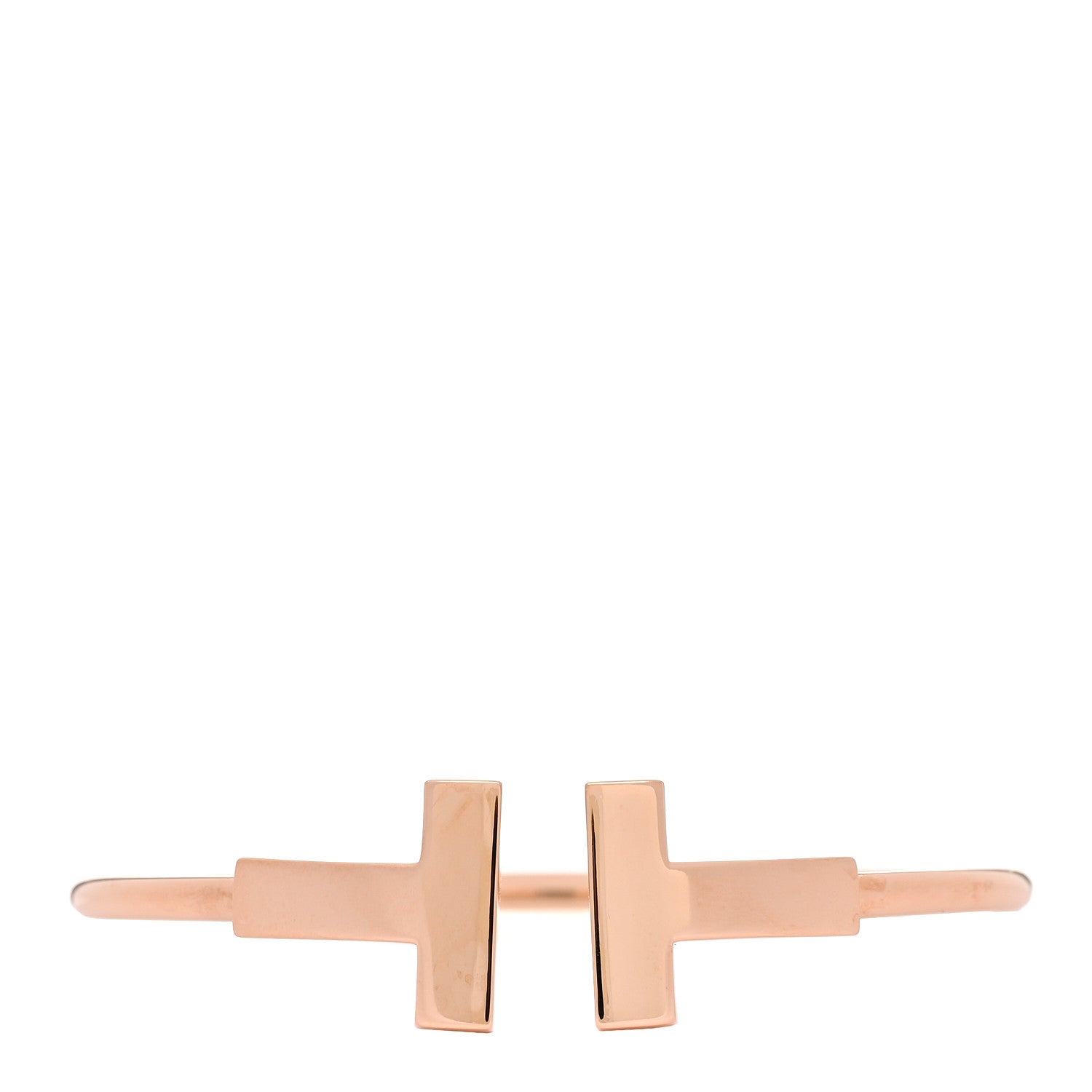 Tiffany 18K Rose Gold T Wide Wire Bracelet 1 of 4