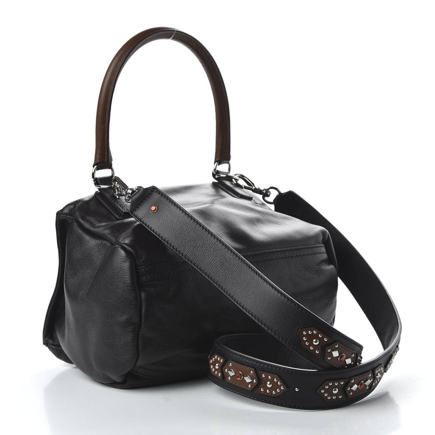 Calfskin Small Studded Pandora Black Brown