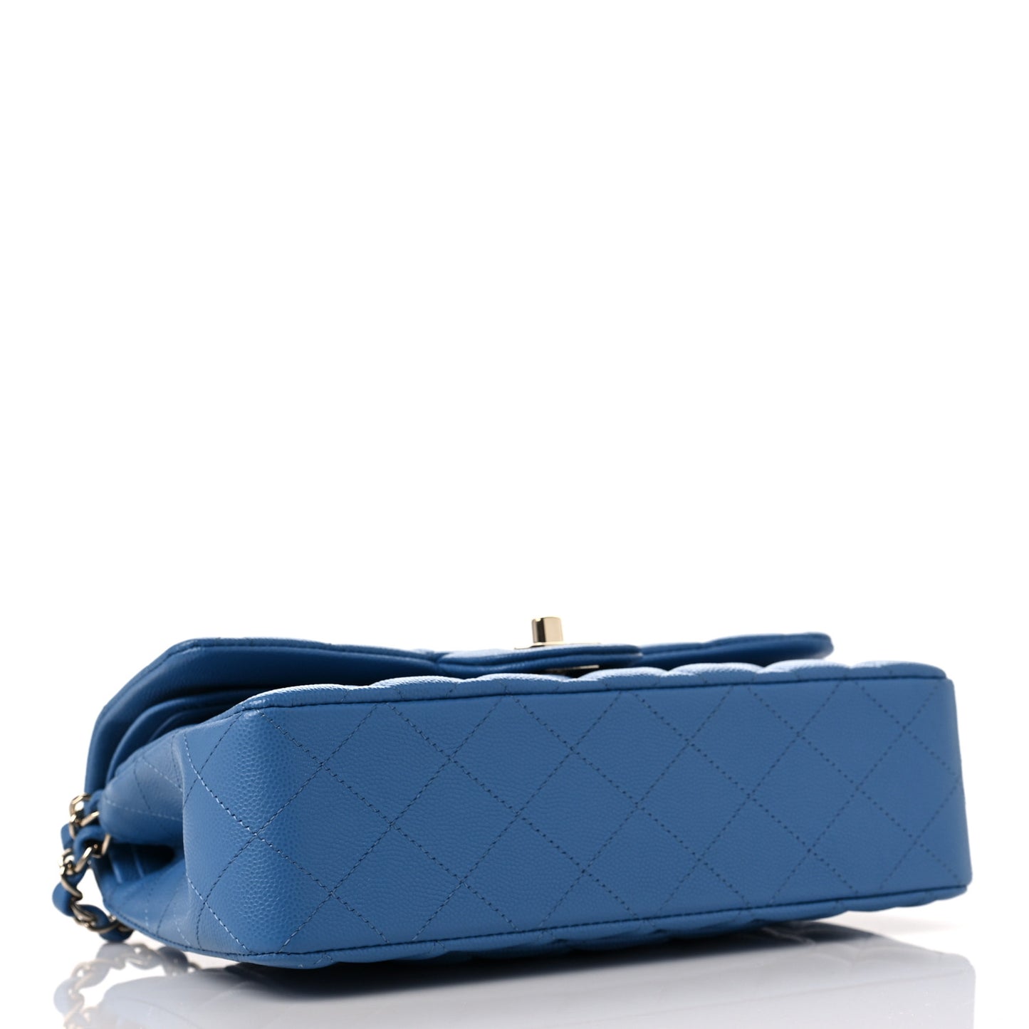 Caviar Quilted Small Double Flap Blue