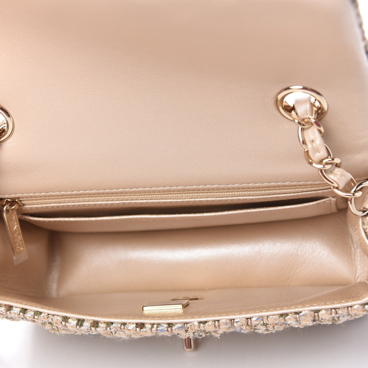 Chanel Tweed Quilted Mini Rectangular Flap Beige 5 of 11