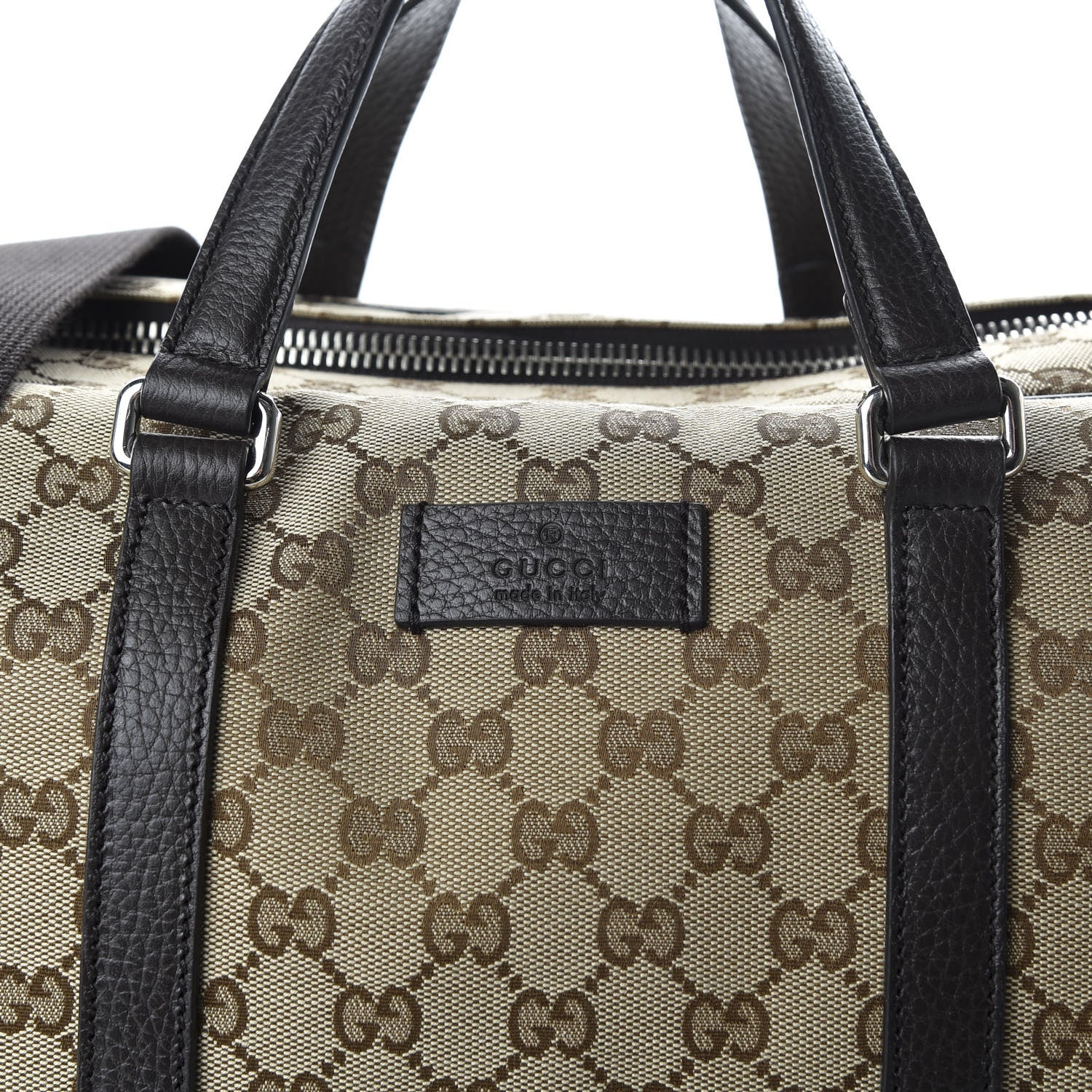 Gucci Monogram Dollar Calfskin Boston Duffle Bag Beige Ebony Testa di Moro Marrone Scuro 10 of 11
