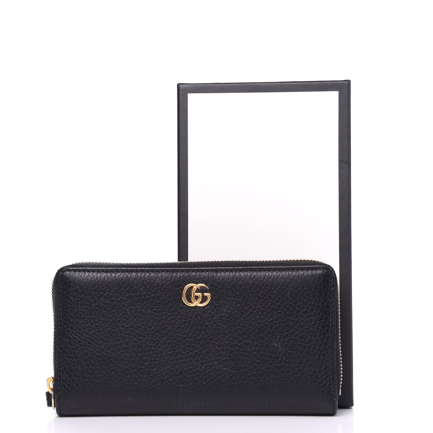 Gucci Dollar Calfskin GG Marmont Zip Around Wallet Black 9 of 9