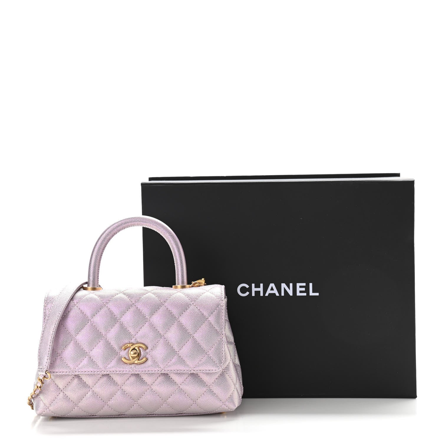 Chanel Iridescent Caviar Quilted Mini Coco Handle Flap Light Pink 10 of 10