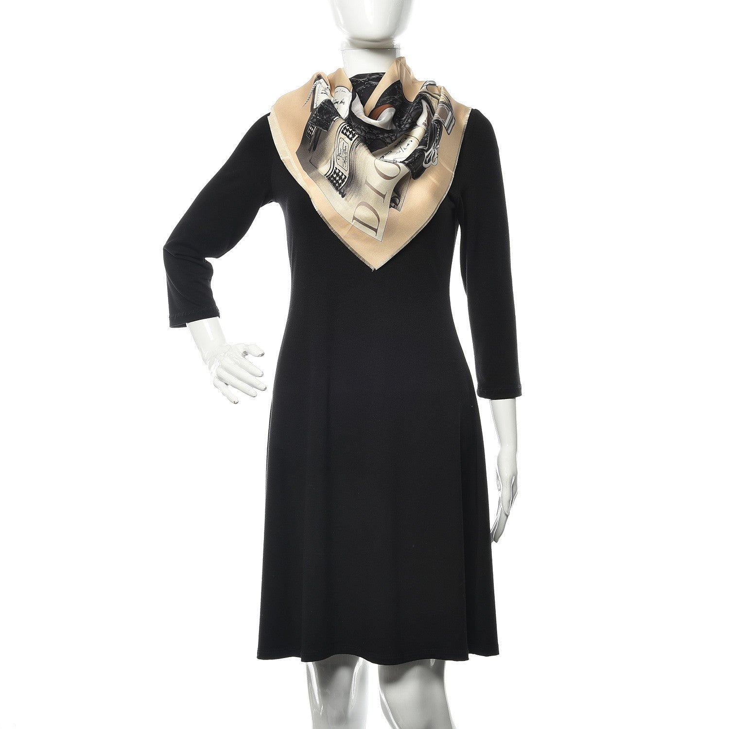 Christian Dior Silk Square Miss Dior Scarf Black Multi 2 of 4