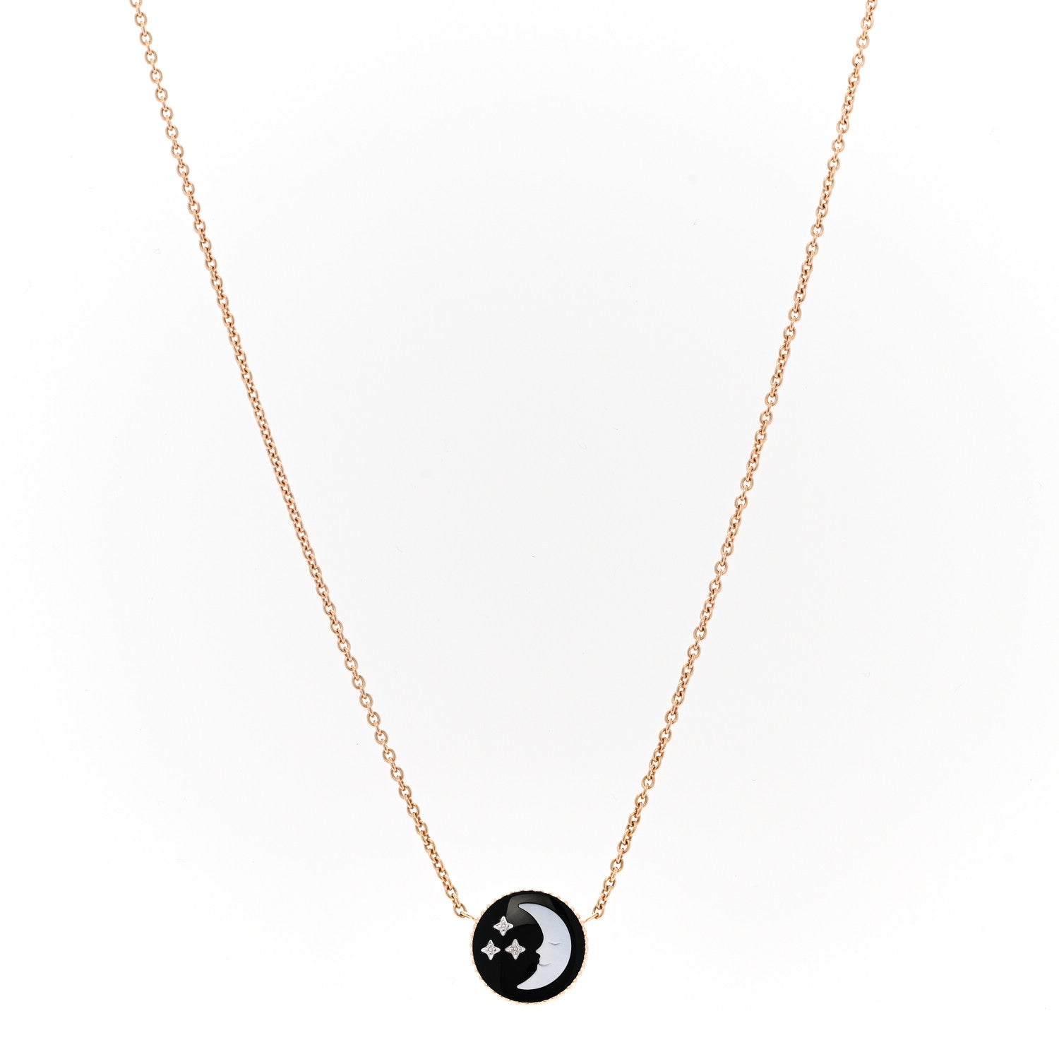 Christian Dior 18K Yellow White Gold Diamond Black Onyx Mother of Pearl Rose Celeste Pendant Necklace 4 of 7