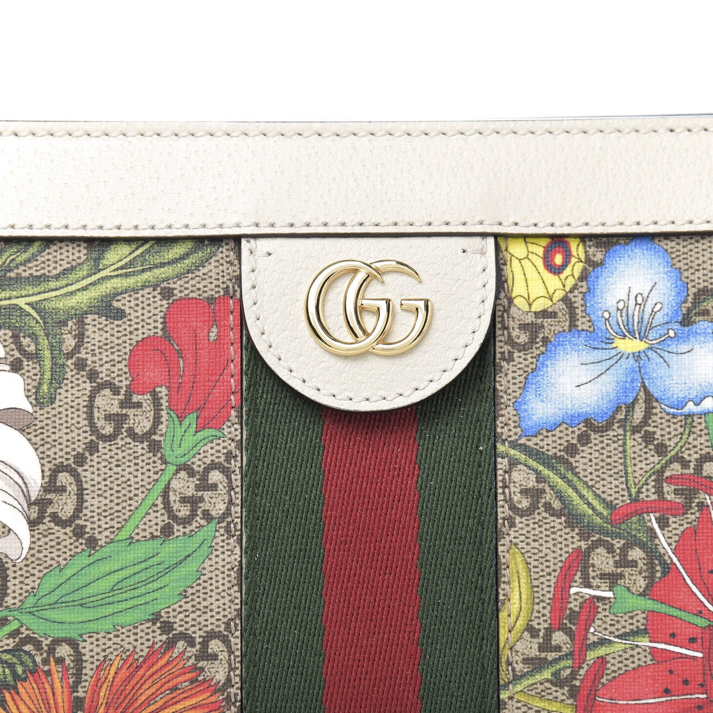 GG Supreme Monogram Flora Web Small Ophidia Chain Shoulder Bag White