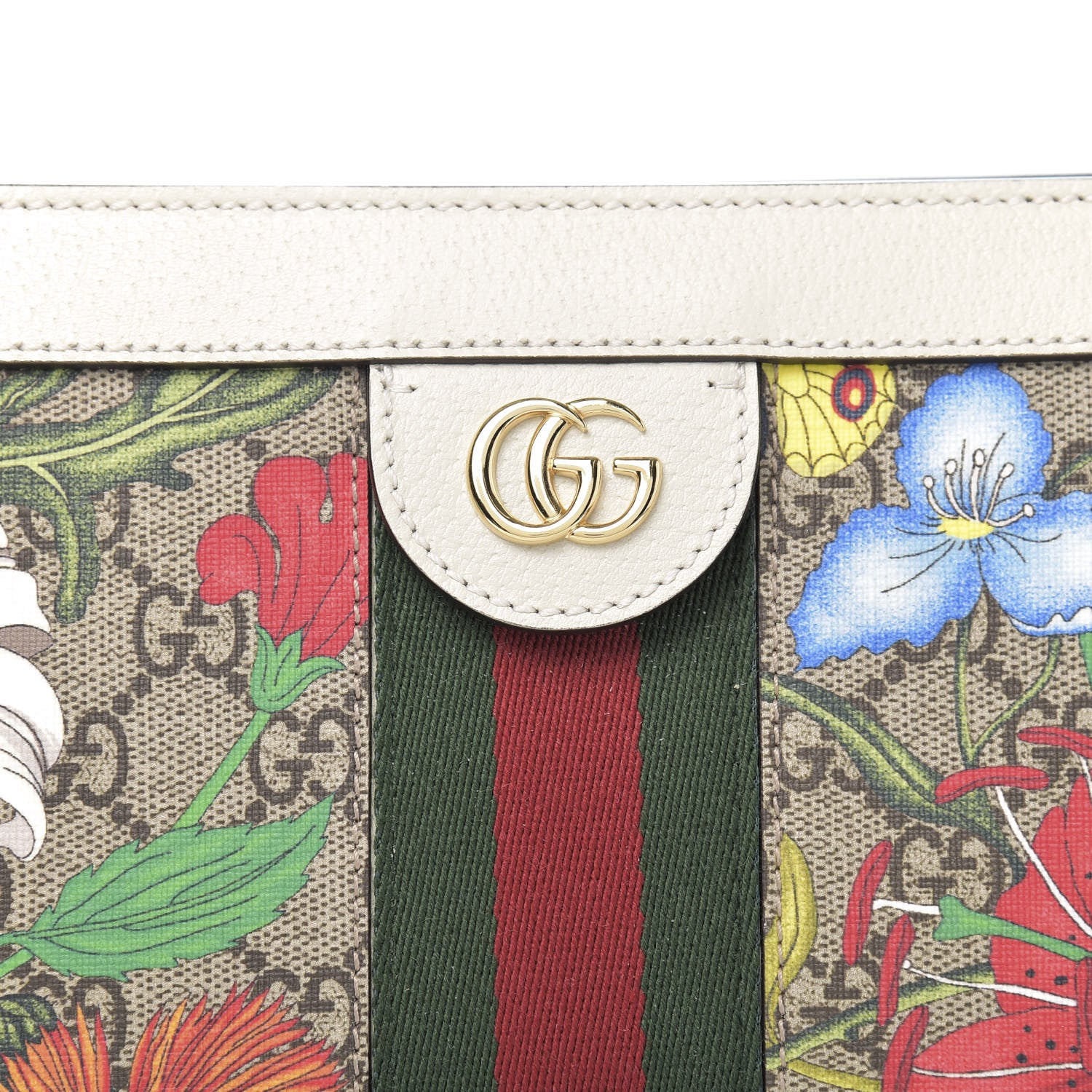 Gucci GG Supreme Monogram Flora Web Small Ophidia Chain Shoulder Bag White 10 of 11