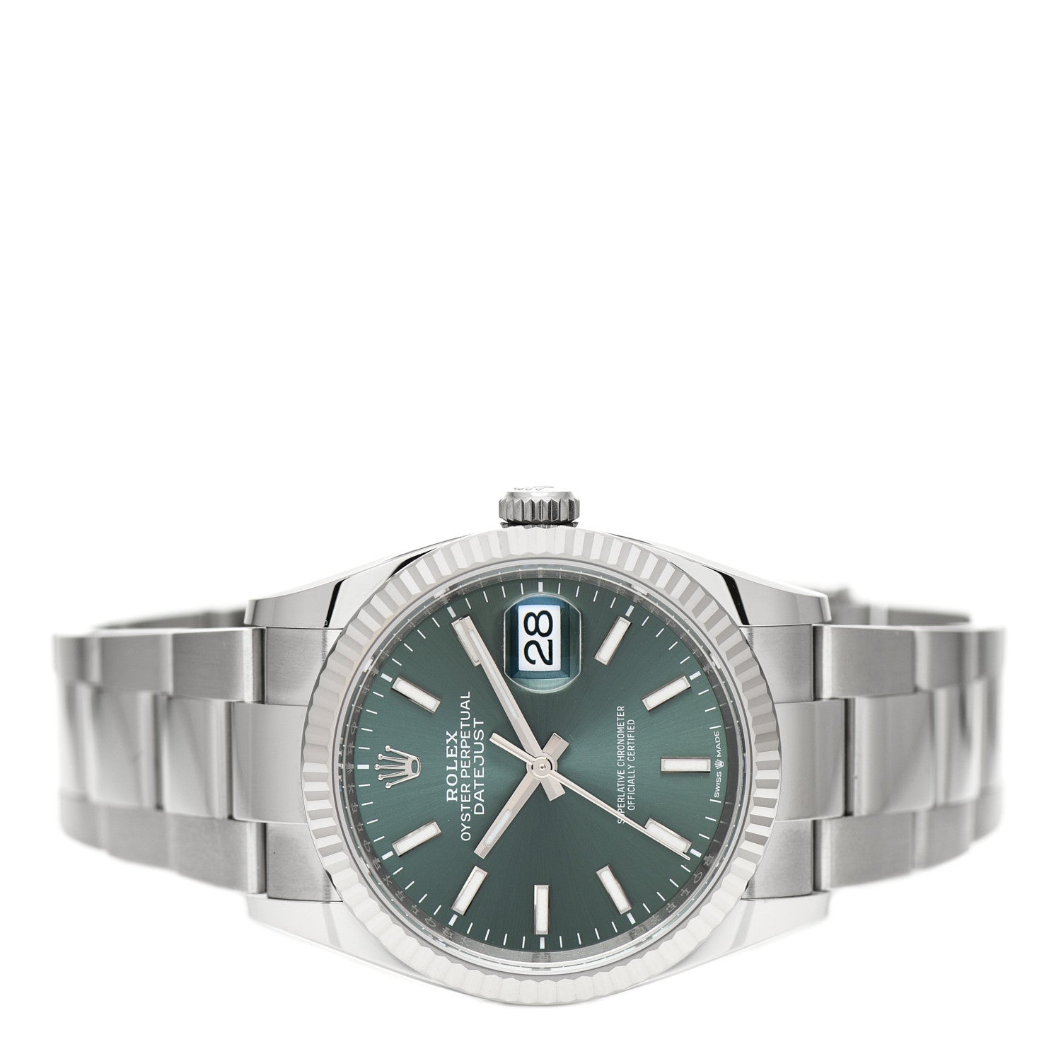 Rolex Stainless Steel 18K White Gold 36mm Oyster Perpetual Datejust Watch Mint Green 126234 2 of 4