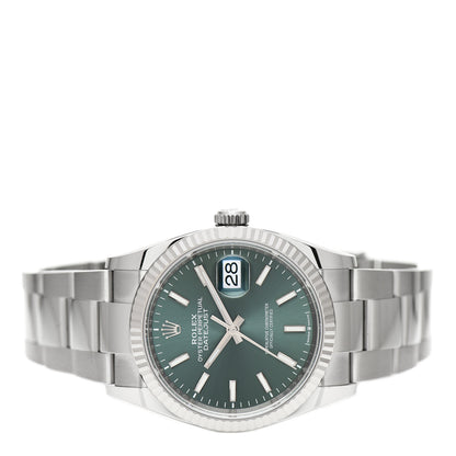 Rolex Stainless Steel 18K White Gold 36mm Oyster Perpetual Datejust Watch Mint Green 126234 2 of 4