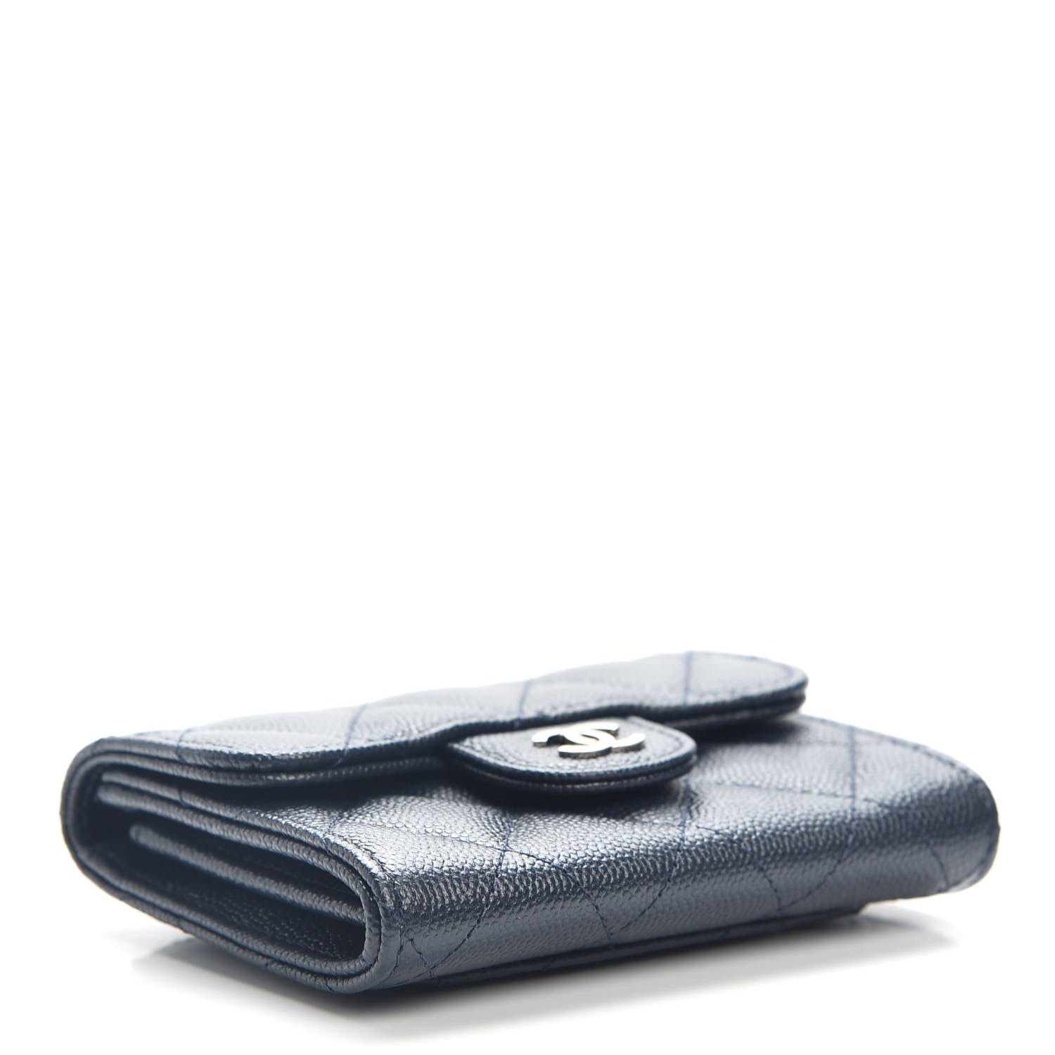 Chanel Caviar Quilted Flap Card Holder Wallet Navy 3 of 4