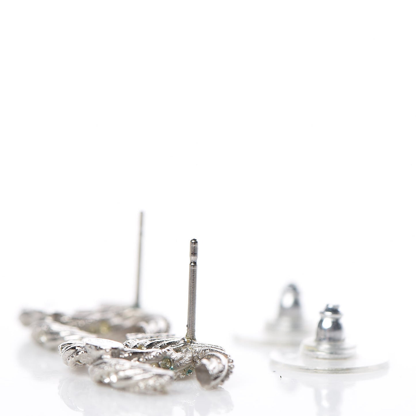 Crystal Twisted CC Earrings Silver