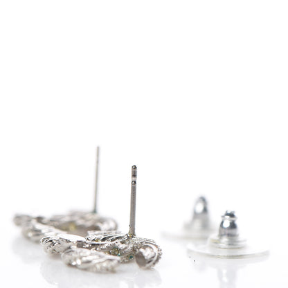Chanel Crystal Twisted CC Earrings Silver 3 of 5