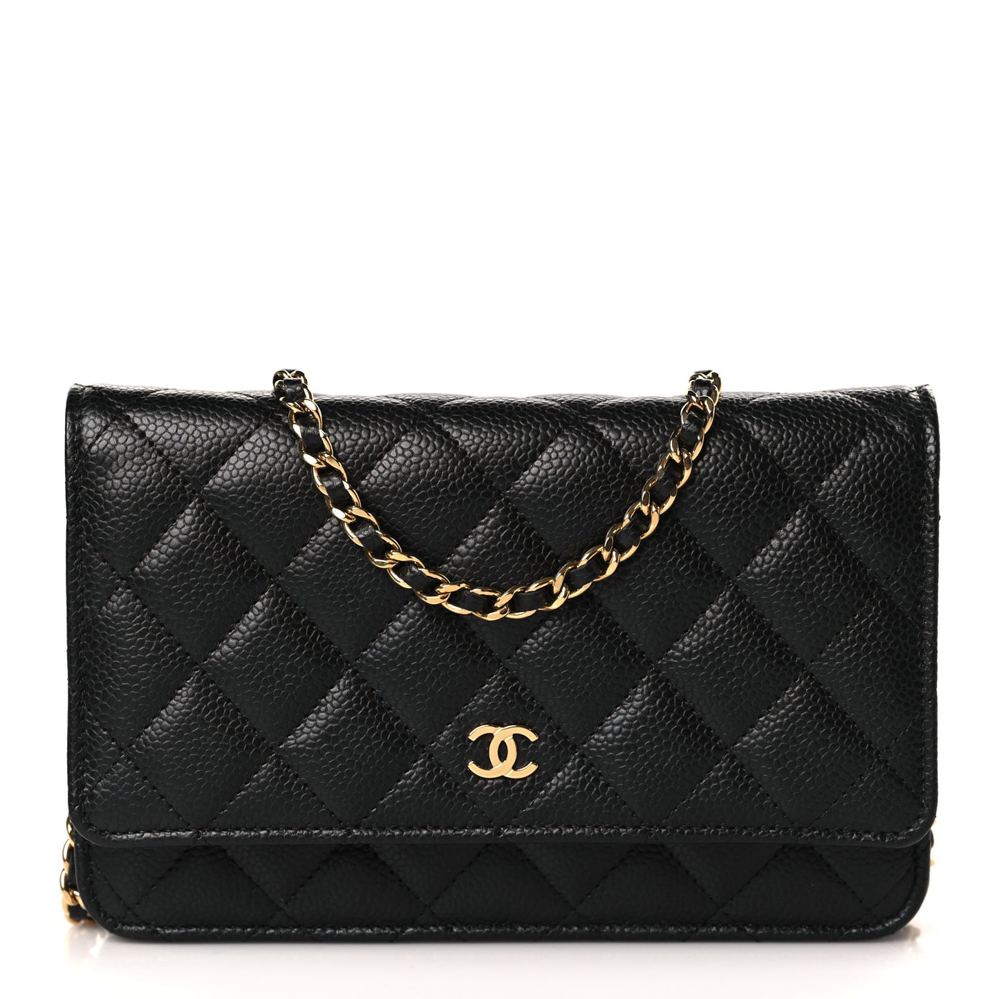 Caviar Quilted Wallet on Chain WOC Black