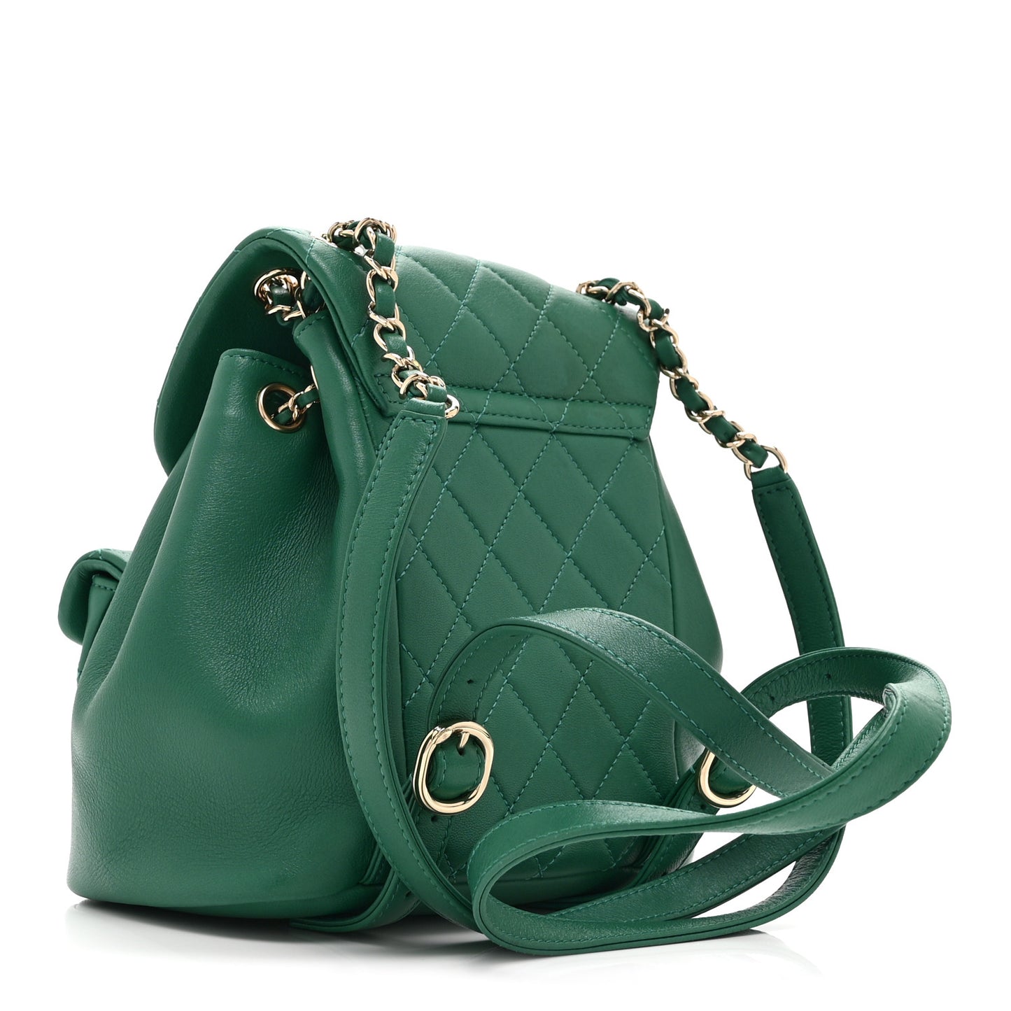 Lambskin Quilted Small Duma Drawstring Backpack Green