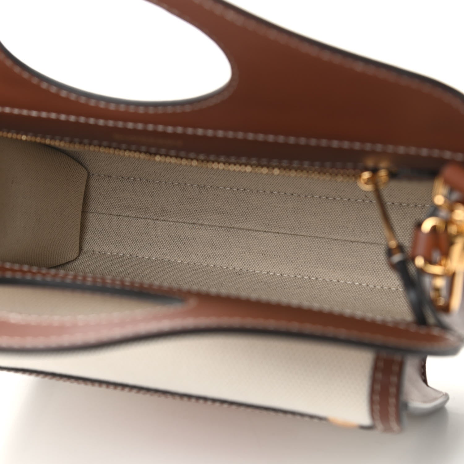 Burberry Canvas Smooth Calfskin Two Tone Mini Pocket Bag Natural Tan Fiery Red 5 of 8