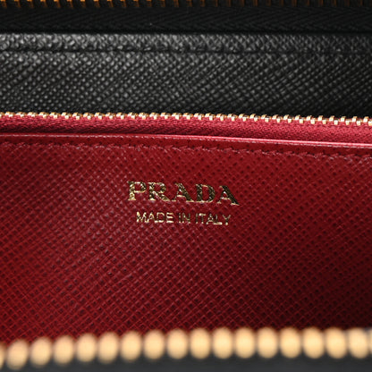 Prada Saffiano Metal Zip Around Wallet Black 6 of 7