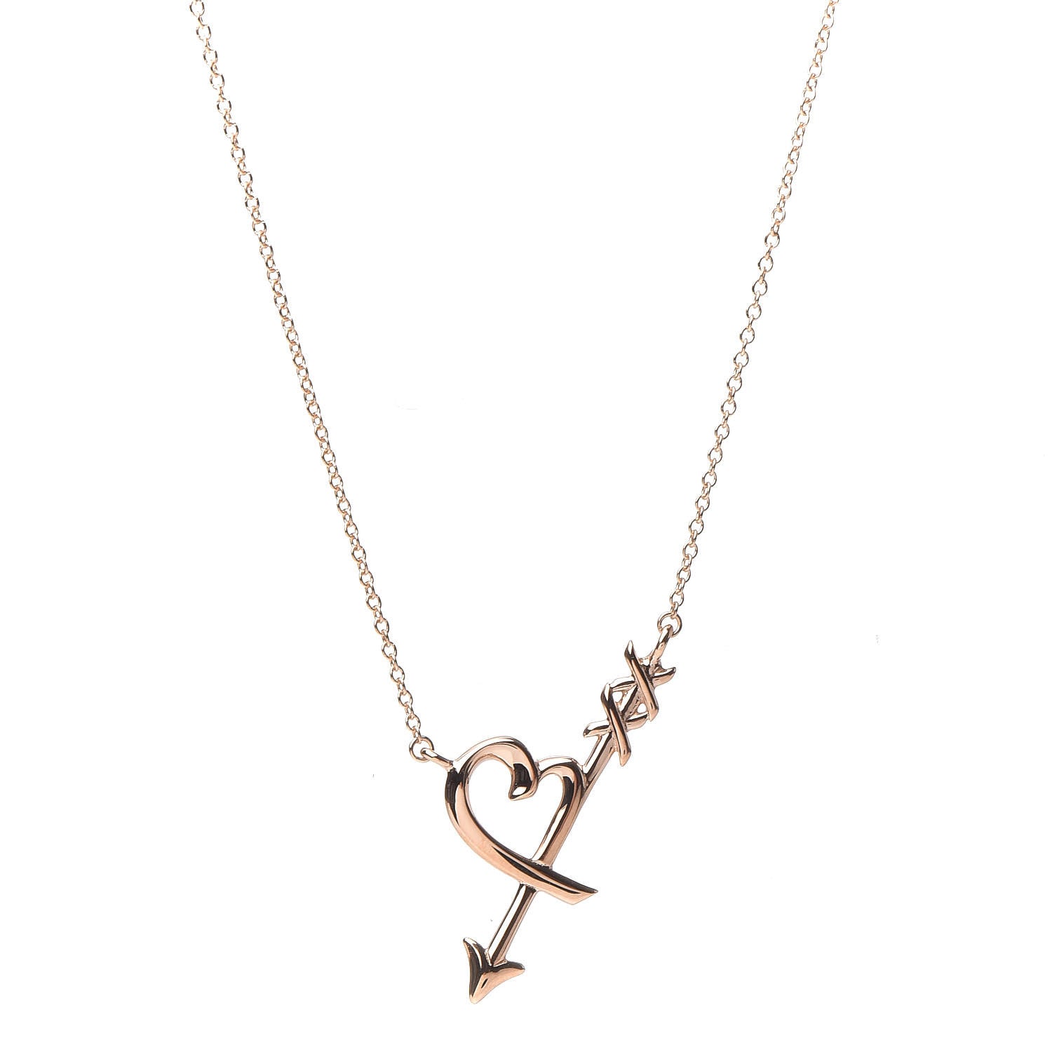 Tiffany 18K Rose Gold Paloma Picasso Heart and Arrow Pendant Necklace 4 of 7