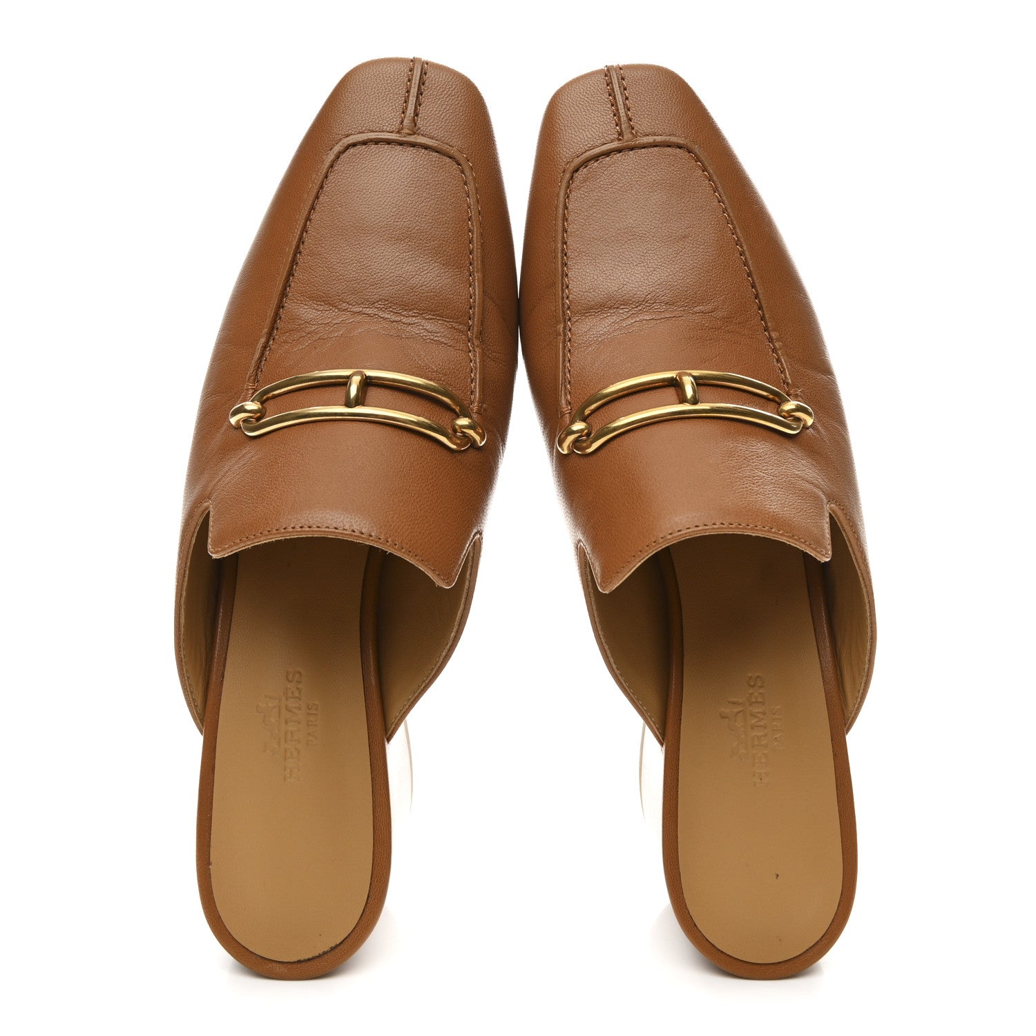 Hermes Goatskin Womens Gisele 60 Mules 38 Naturel 2 of 9