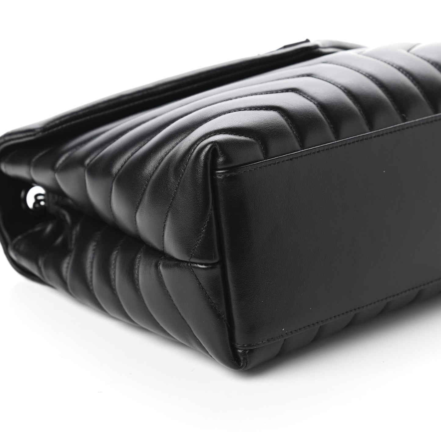 Calfskin Y Quilted Monogram Medium Loulou Chain Satchel Black