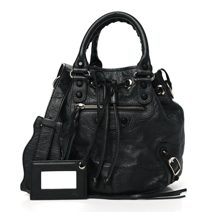 Balenciaga Matte Goatskin Rubber Covered Classic Hardware Mini Pompon Black 3 of 12
