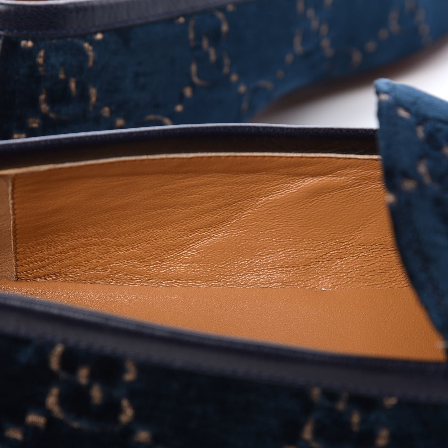 Velvet GG Monogram Horsebit Mens Jordaan Loafers 10.5 Blue Beige