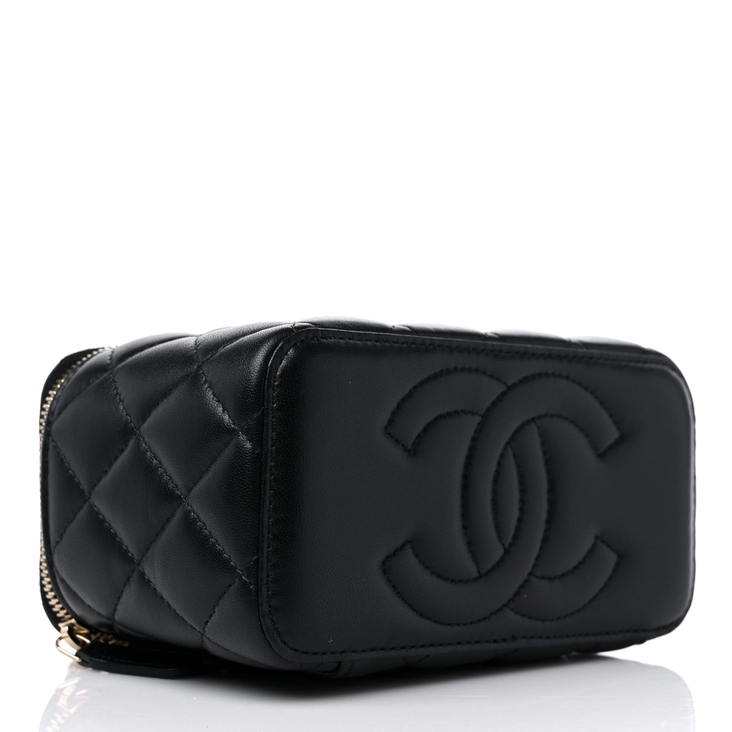 Chanel Lambskin Quilted Metal Small Top Handle Vanity Case With Chain Black 4 of 10