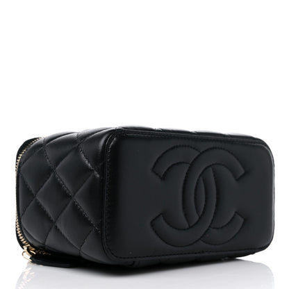 Chanel Lambskin Quilted Metal Small Top Handle Vanity Case With Chain Black 4 of 10
