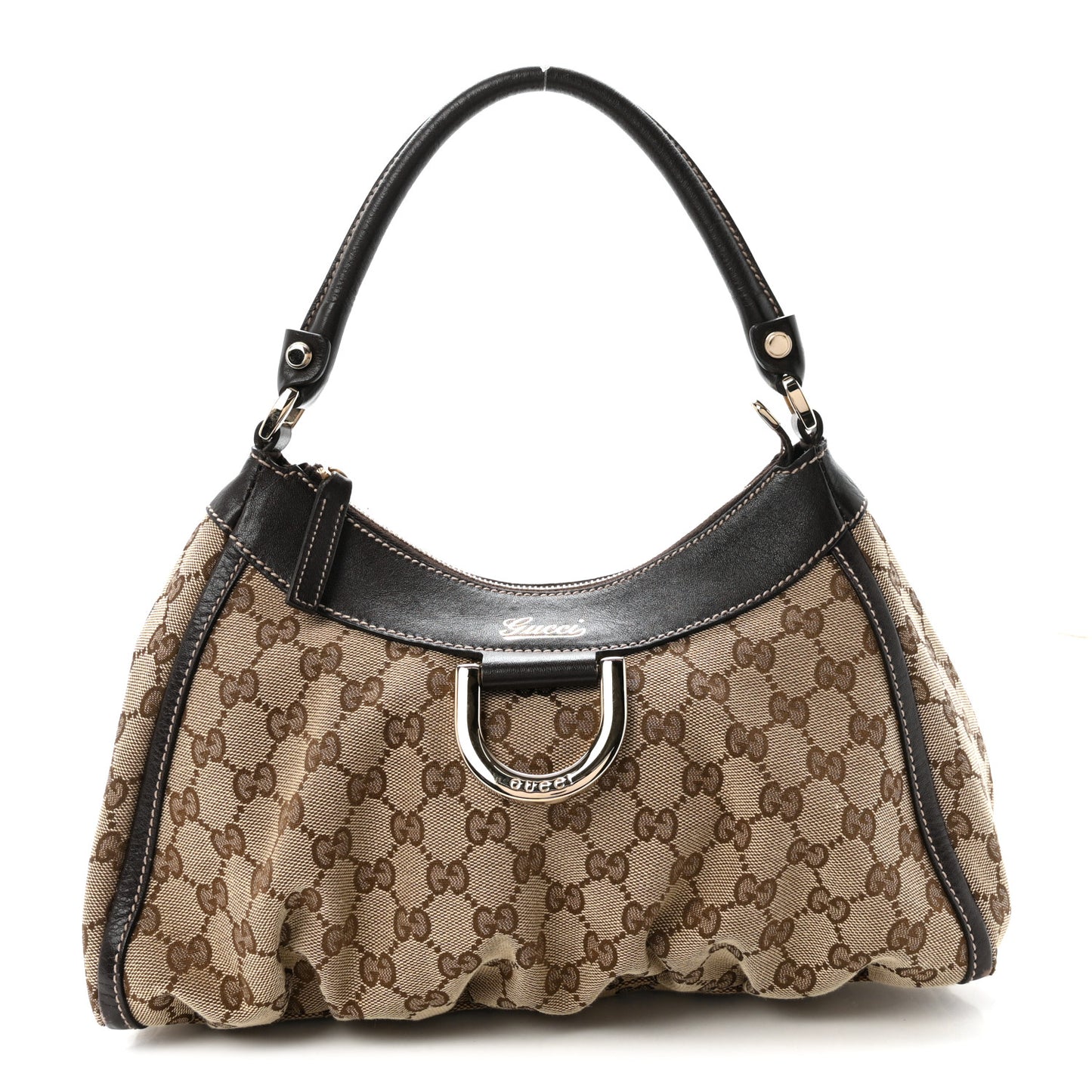 Monogram Medium D Gold Ring Hobo Dark Brown