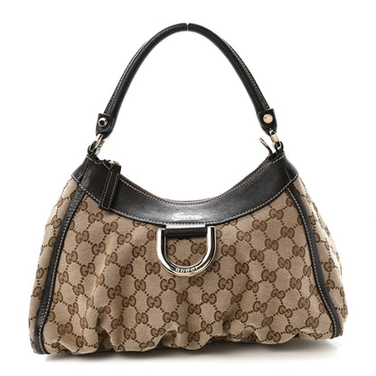 Gucci Monogram Medium D Gold Ring Hobo Dark Brown 1 of 10