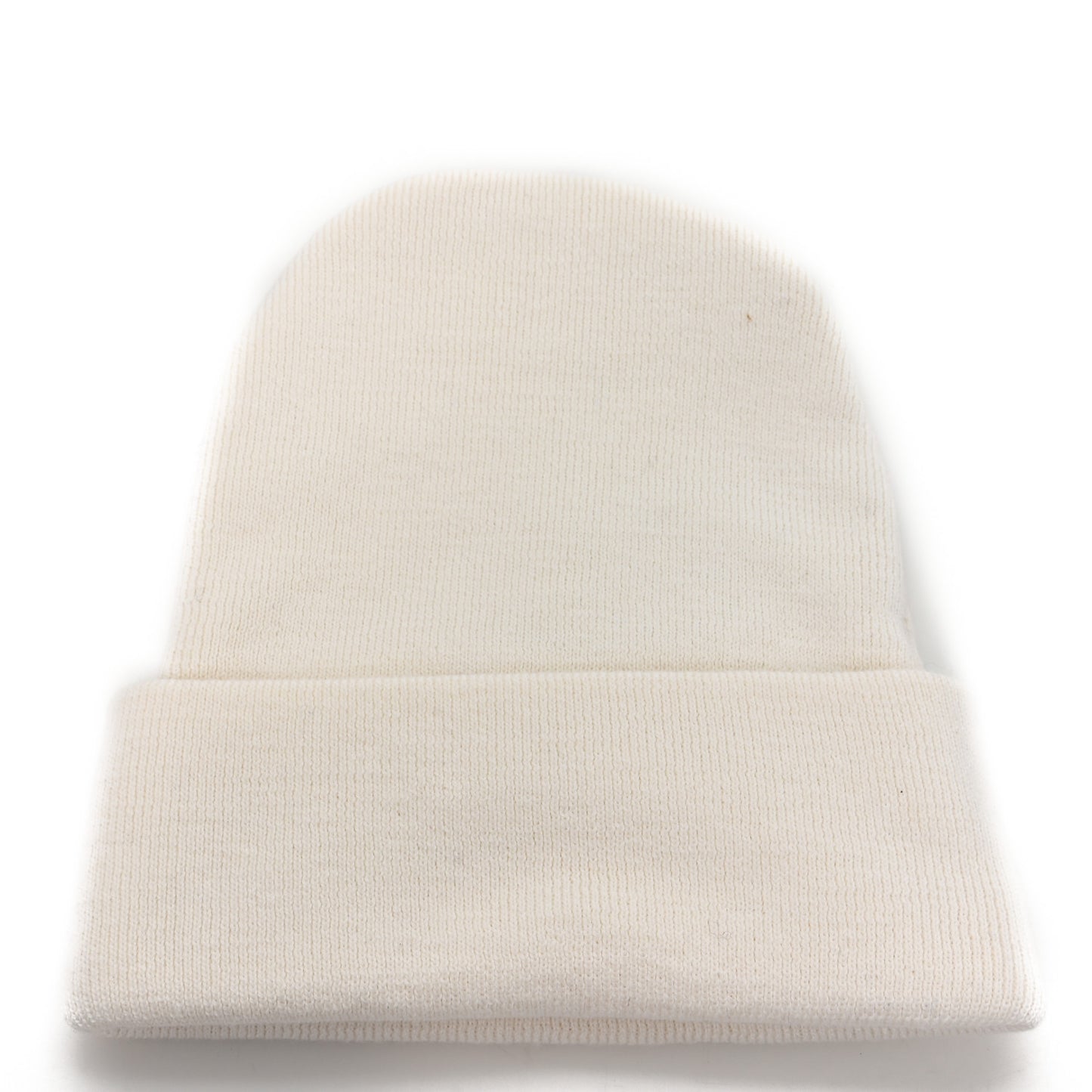 Wool Knit Logo Embroidered Beanie Hat M Ivory
