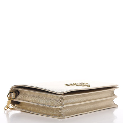 Prada Metallic Saffiano Lux Chain Wallet Pirite 4 of 7