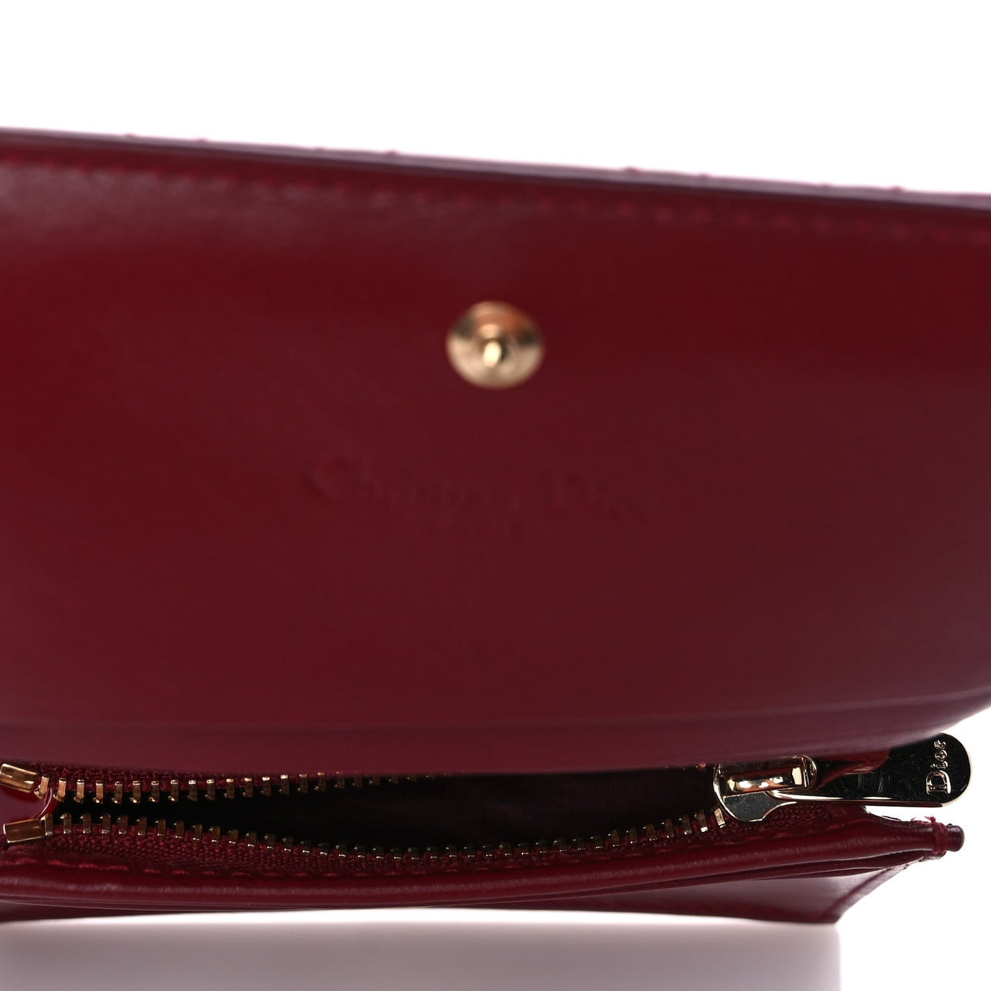 Patent Cannage Mini Lady Dior Wallet Red