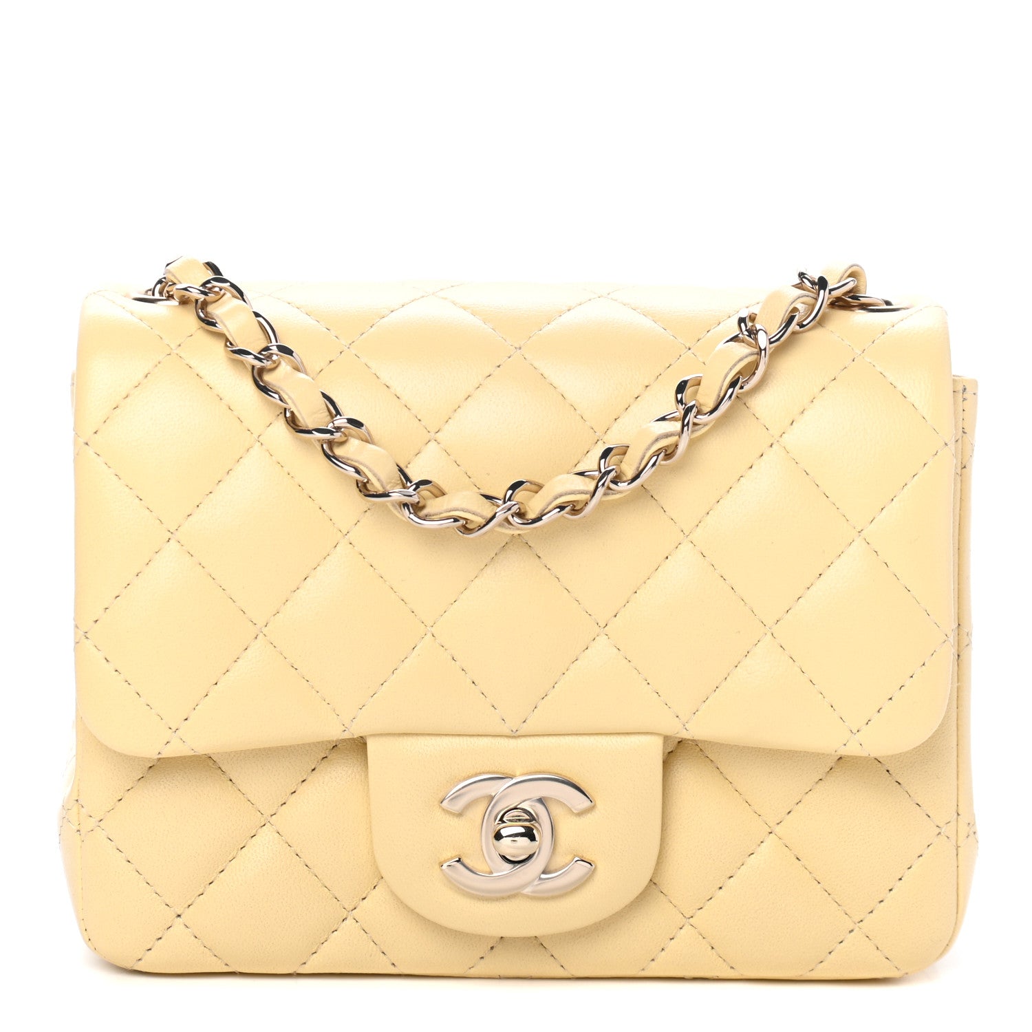 Chanel Lambskin Quilted Mini Square Flap Light Yellow 1 of 4