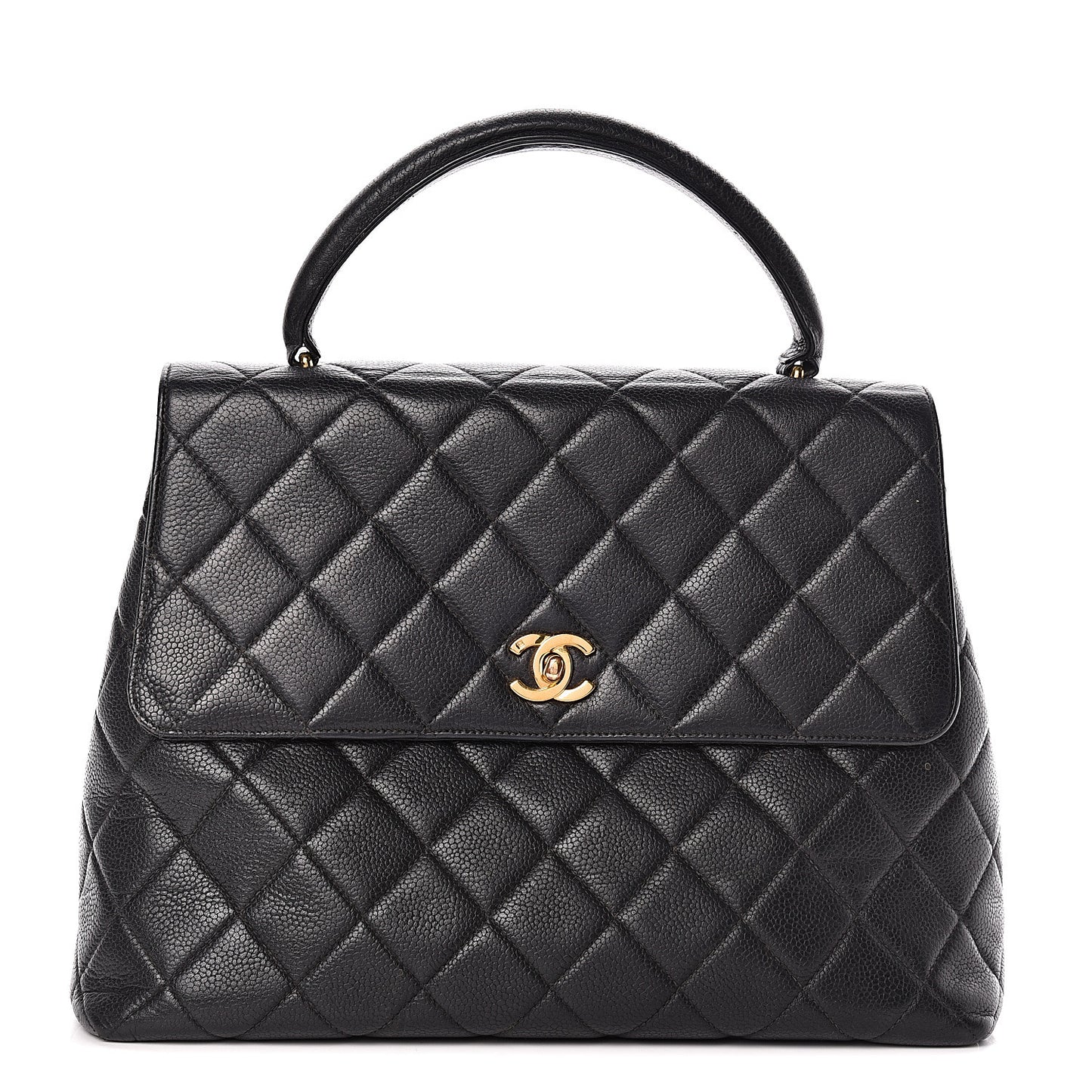Caviar Quilted Jumbo Kelly Flap Black