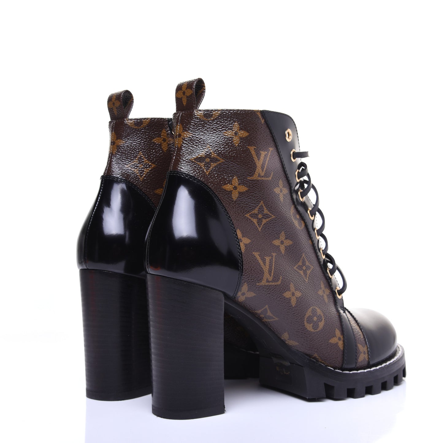 Patent Calfskin Monogram Star Trail Ankle Boots 41 Black