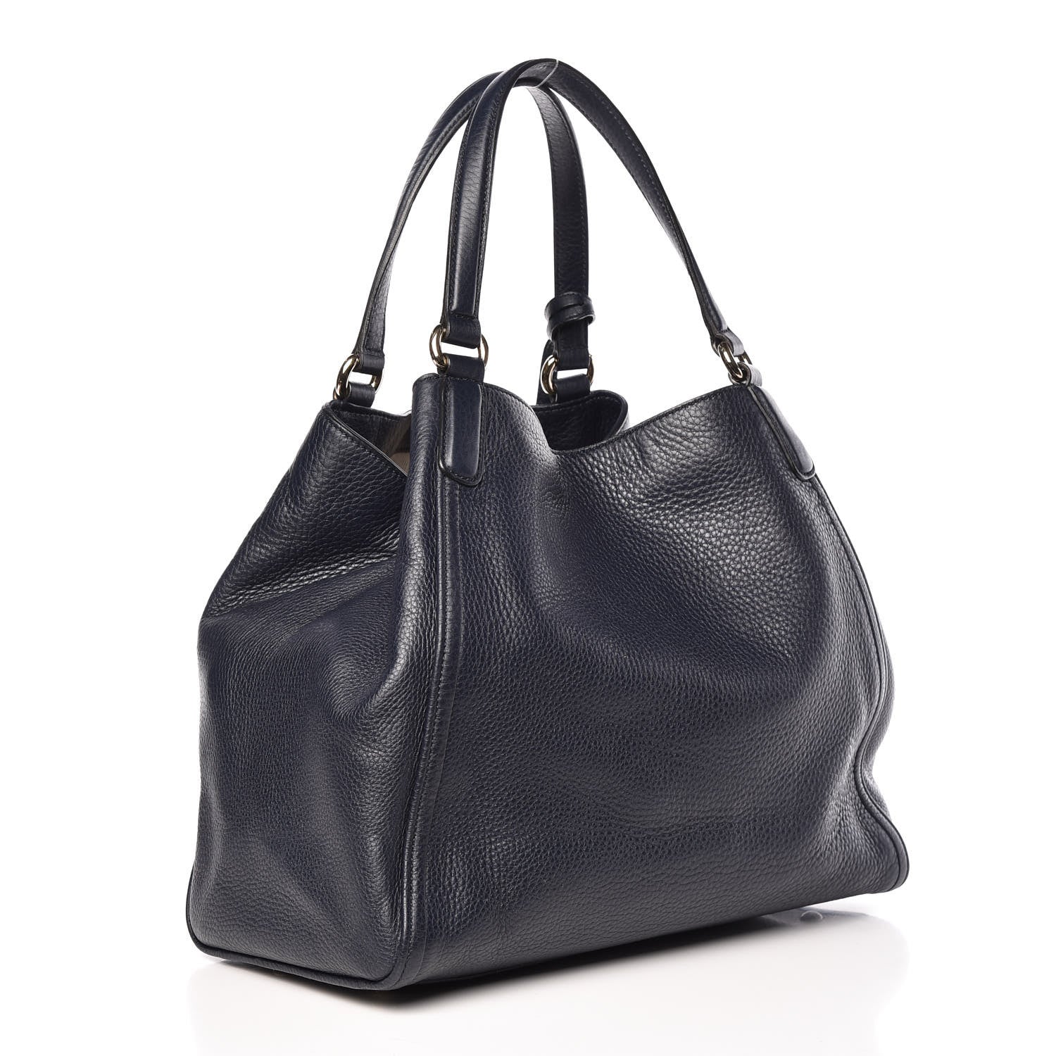 Gucci Pebbled Calfskin Medium Soho Shoulder Bag Blue 3 of 9
