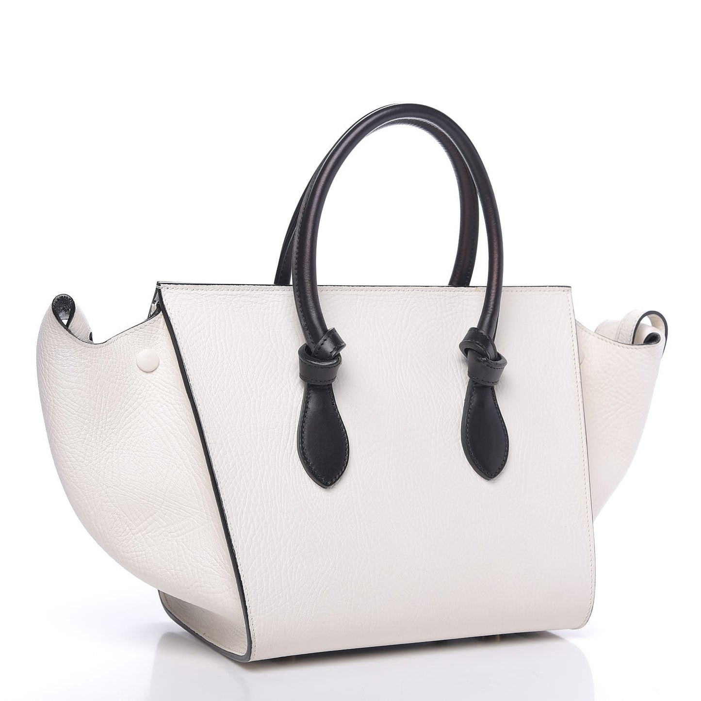 Elephant Calfskin Bi-Color Medium Tie Knot Tote White Black