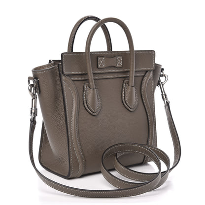 Celine Drummed Calfskin Nano Luggage Souris 3 of 10