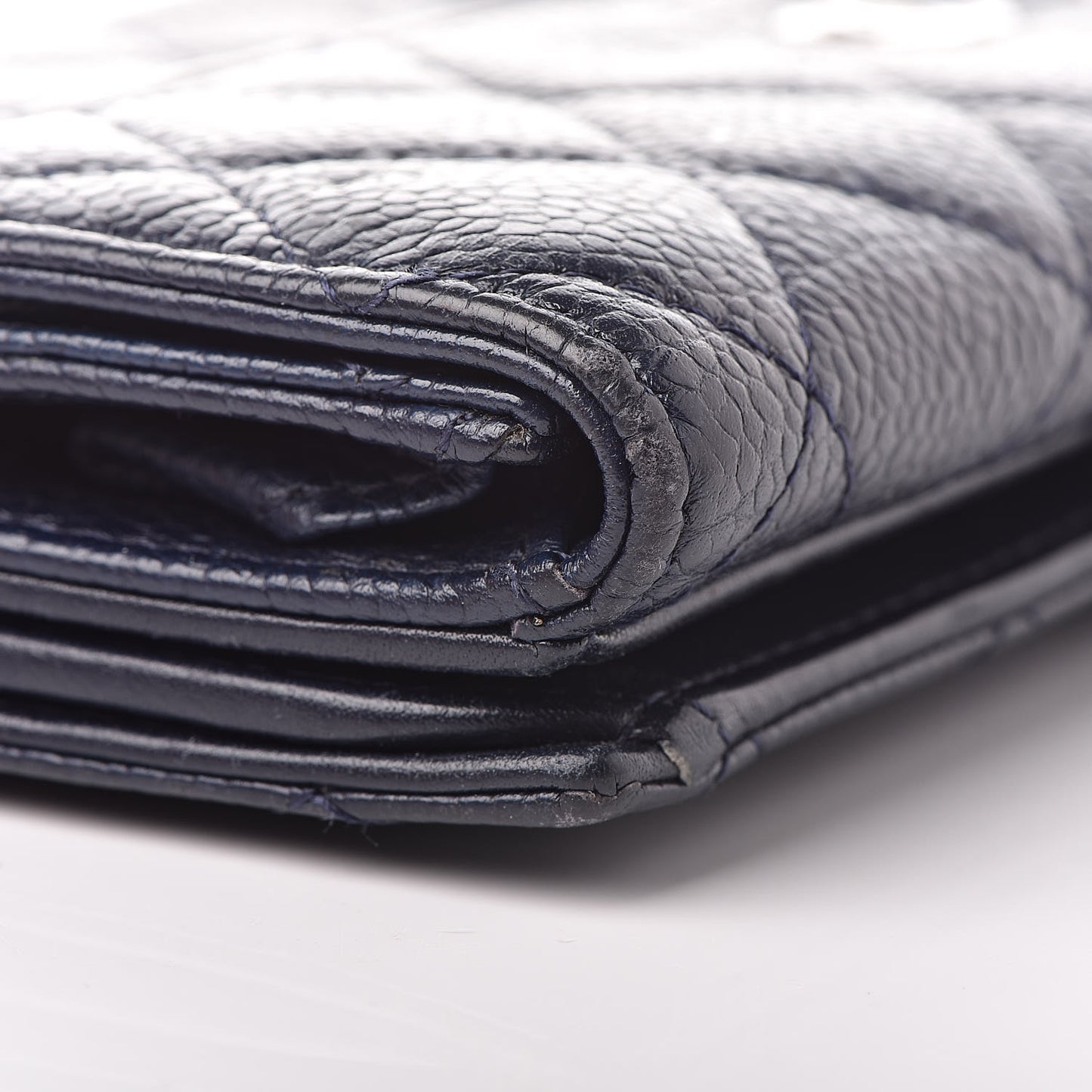 Caviar Quilted CC Long Double Wallet Navy